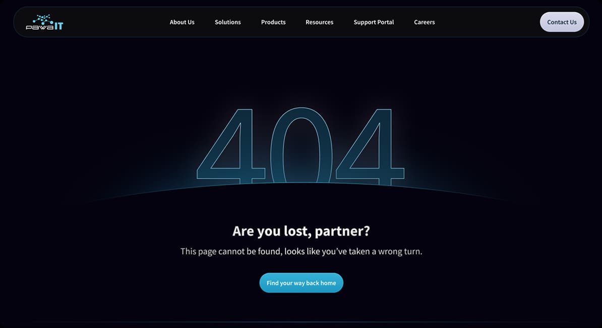 Screenshot of 404 page