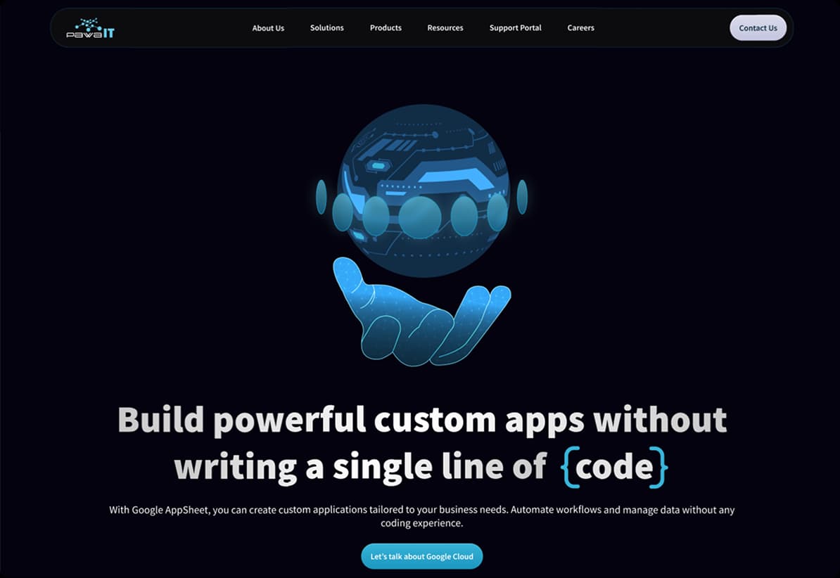 Screenshot of Google AppSheet webpage