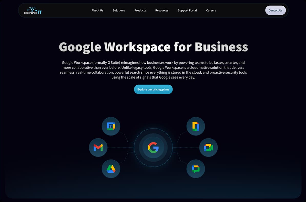 Screenshot of Google Workspace for Business webpage