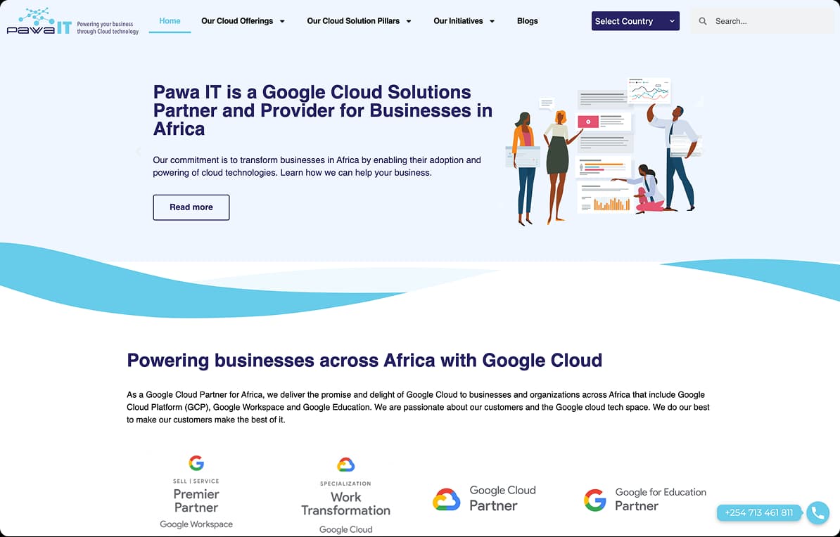 Screenshot of homepage before redesign